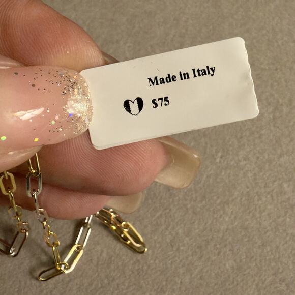 3mm Tri Gold Paperclip Anklet 10in/ 925 Silver Made In Italy BSI~NEW - Picture 4 of 6